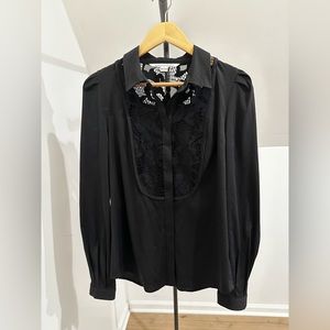 Diane Von Furstenberg Black and Lace Blouse
